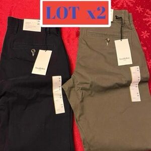 LOTx2 Men's ATHLETIC Fit Chino Pants Goodfellow & Co 28x30in Pants OLIVE + NAVY